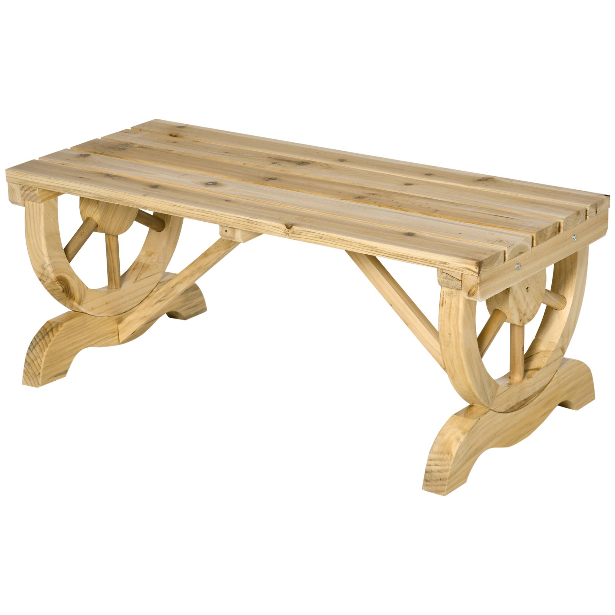 Banc de jardin en bois, résistant aux intempéries, mobilier de jardin, banc rustique, naturel, 98 x 50 x 39,5 cm - Image 2