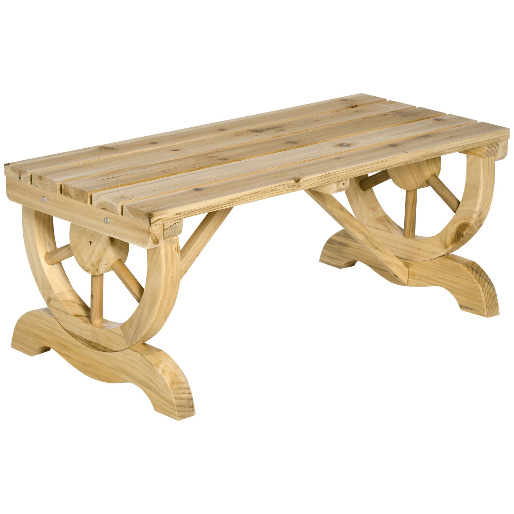 Banc de jardin en bois, résistant aux intempéries, mobilier de jardin, banc rustique, naturel, 98 x 50 x 39,5 cm - Image 1