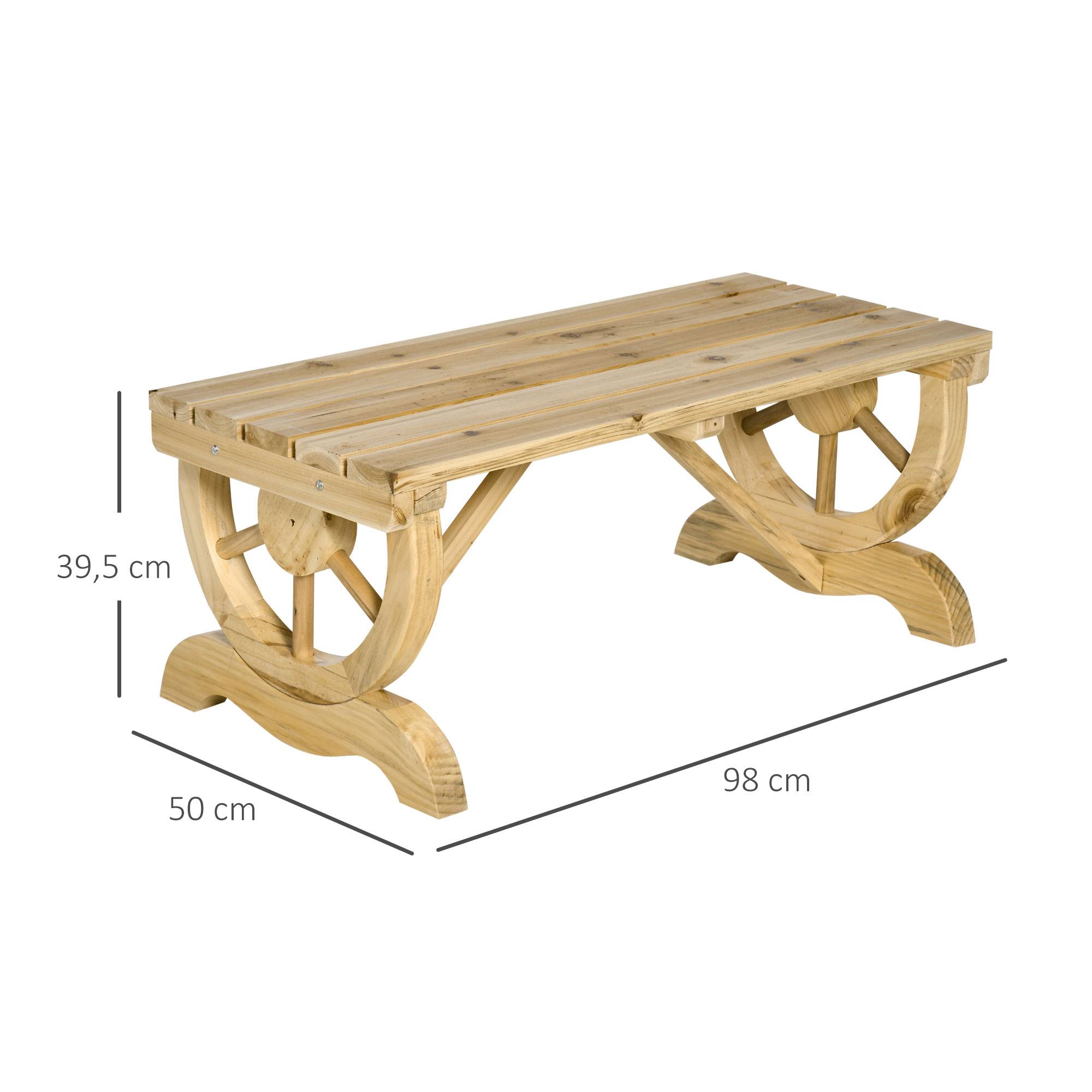 Banc de jardin en bois, résistant aux intempéries, mobilier de jardin, banc rustique, naturel, 98 x 50 x 39,5 cm - Image 5