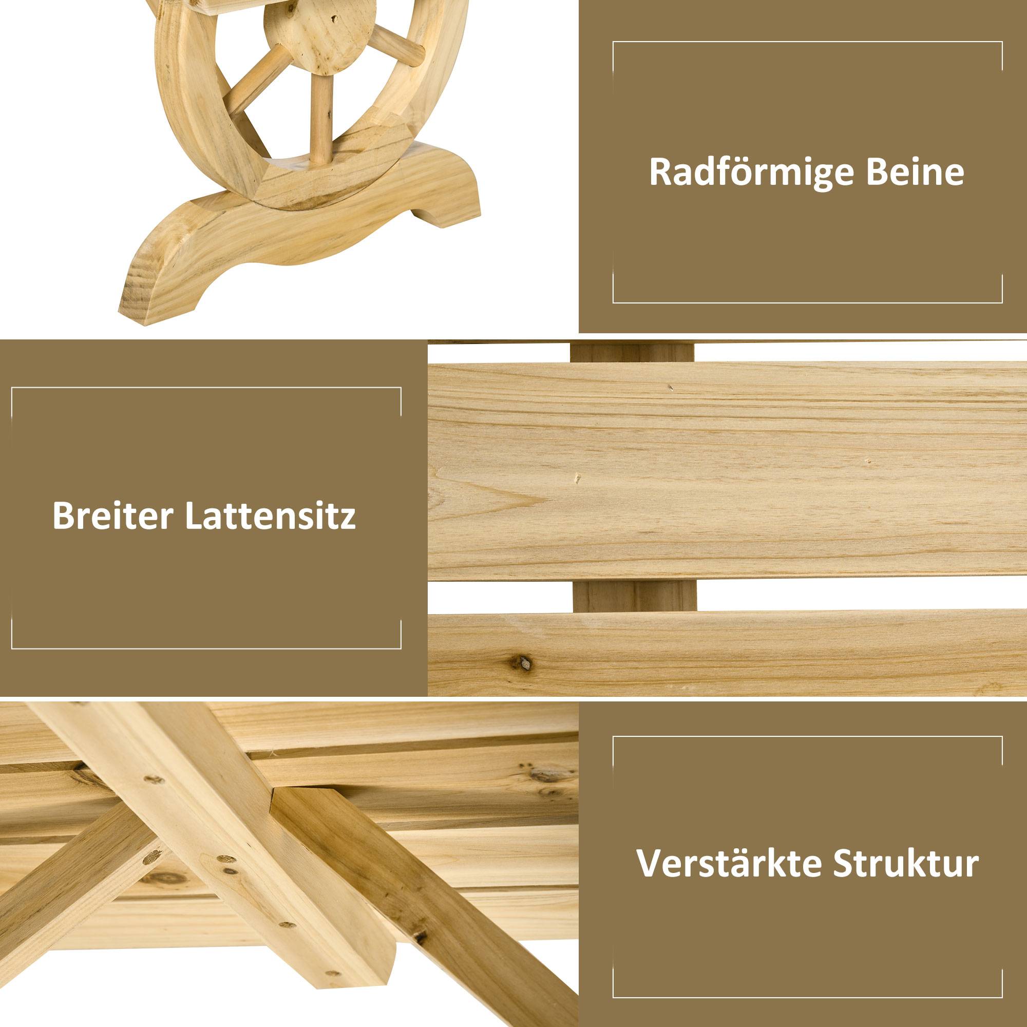 Banc de jardin en bois, résistant aux intempéries, mobilier de jardin, banc rustique, naturel, 98 x 50 x 39,5 cm - Image 6