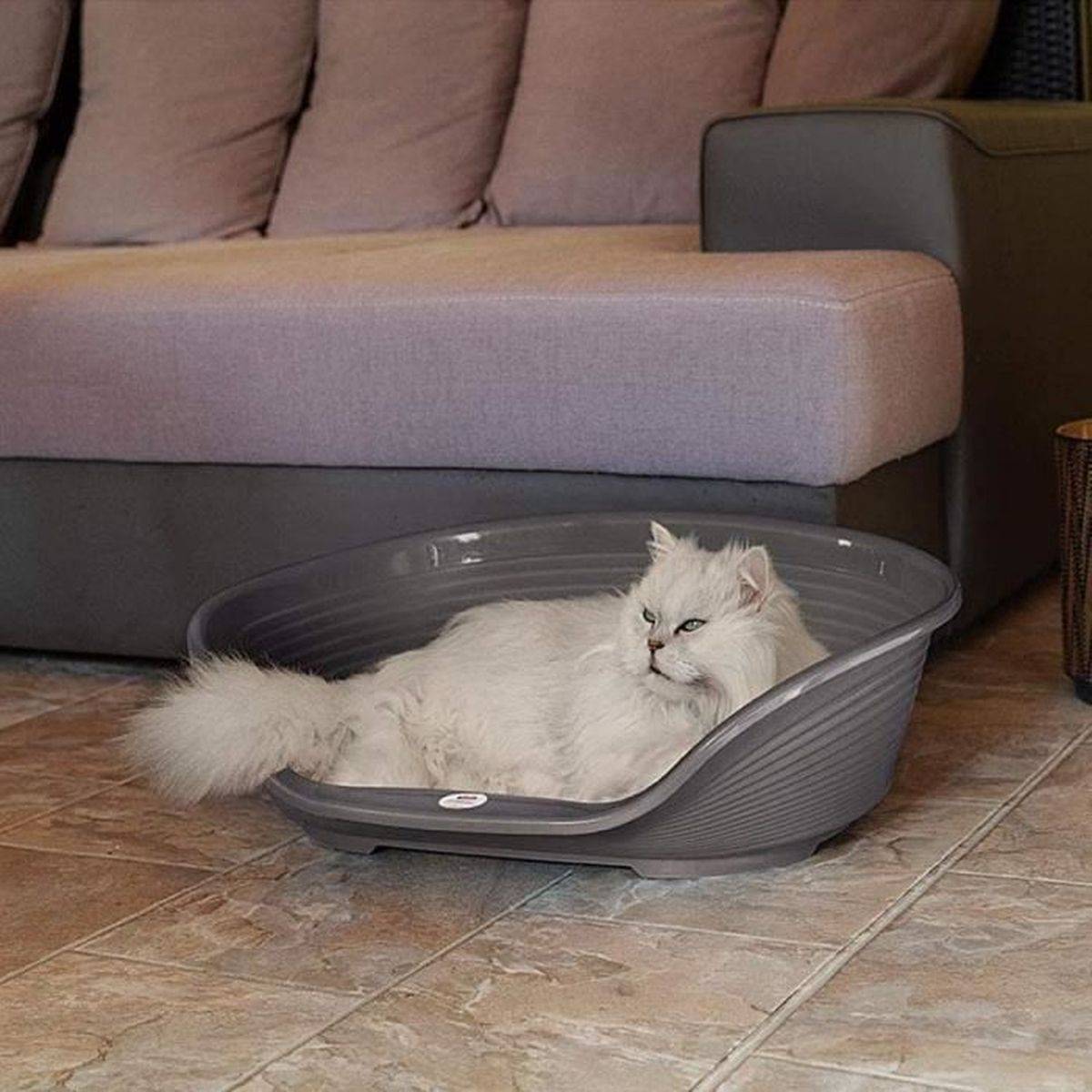 Ferplast - Panier pour animaux Siesta Deluxe 4 avec repose-tête, fond antidérapant, aération - gris foncé - Ferplast - Image 4