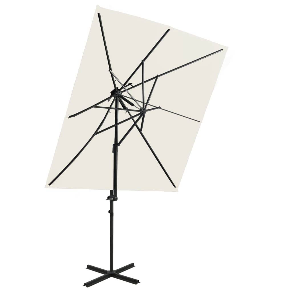 Helloshop26 - Parasol déporté à double toit 250 x 250 cm sable - Image 1