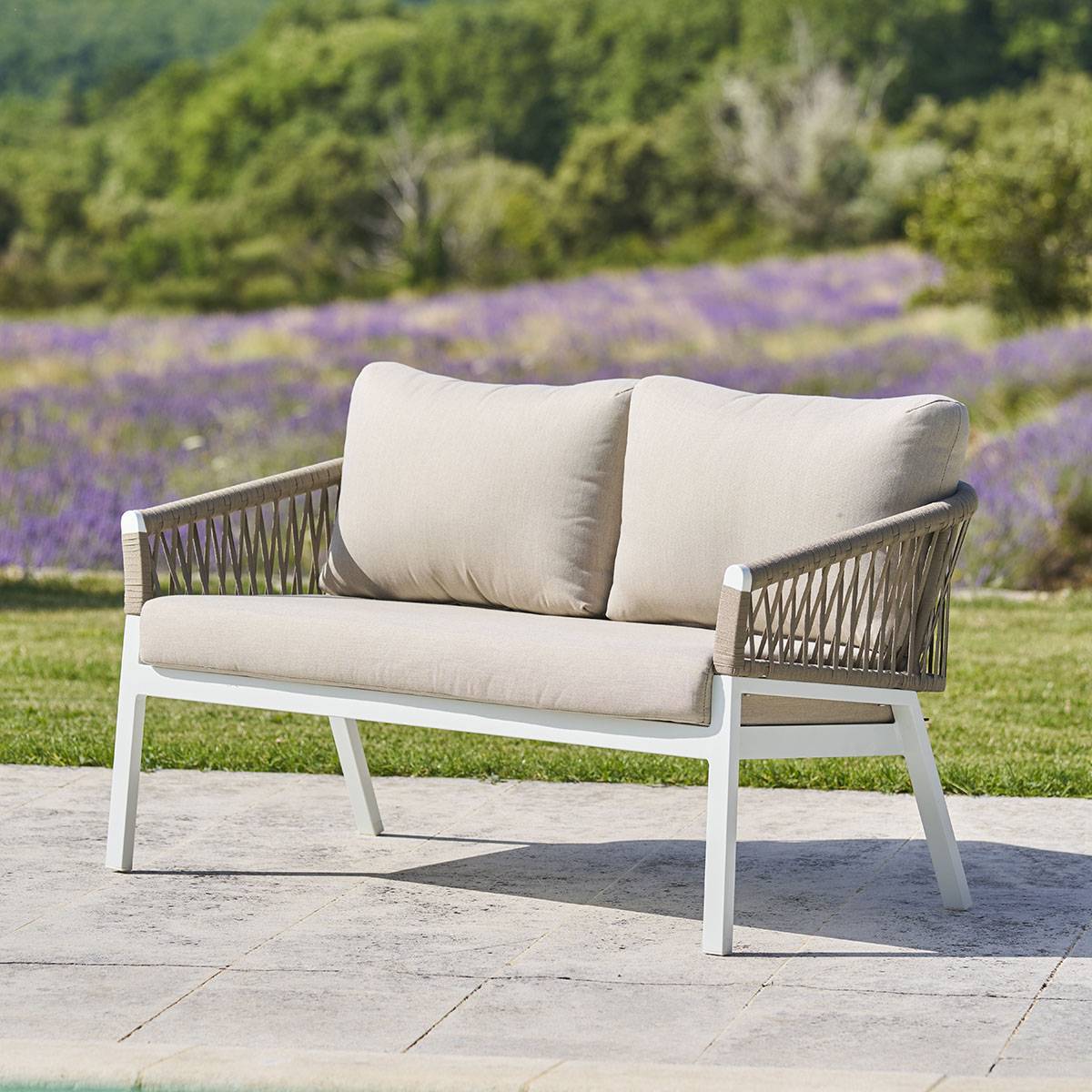 Hesperide - Canapé de jardin "Oriengo" 2 places taupe & blanc Hespéride - Image 1