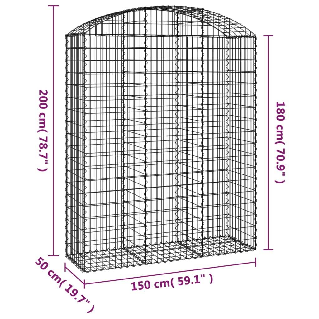 Vidaxl - Panier de gabions arqué 150x50x180/200 cm Fer galvanisé vidaXL 153459 - Image 3