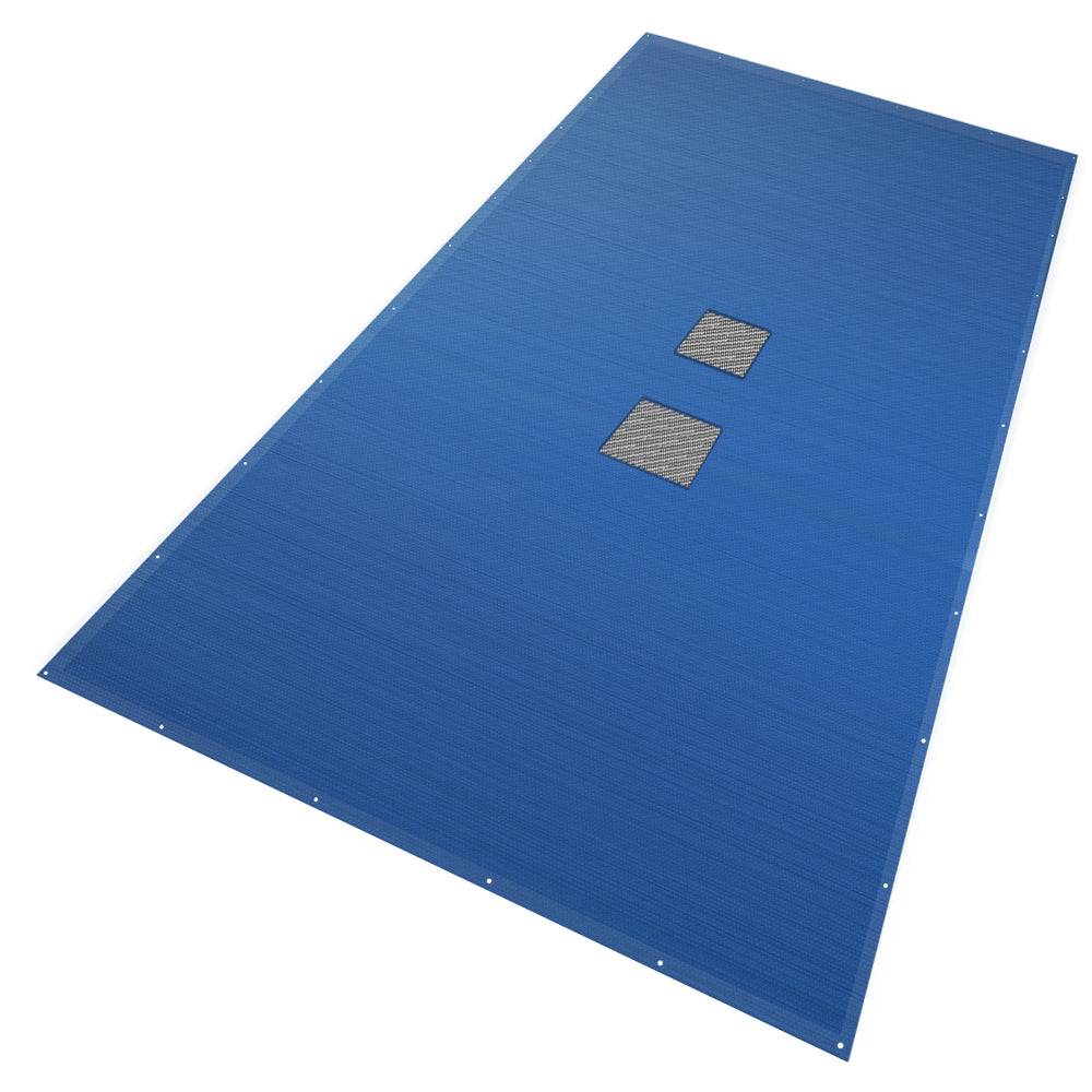 Bache piscine rectangulaire double couche en Polyethylene 160 gr/m2 avec filet ecoulement 5x10m Bleue - Image 1