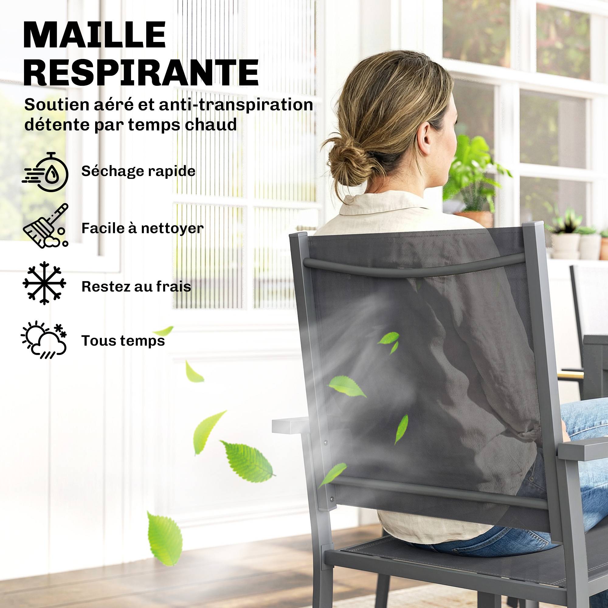 ComfortXL - Salon jardin 7 pièces acier terrasse plateau effet bois 140cm gris foncé - ComfortXL Outdoor Living - Image 9