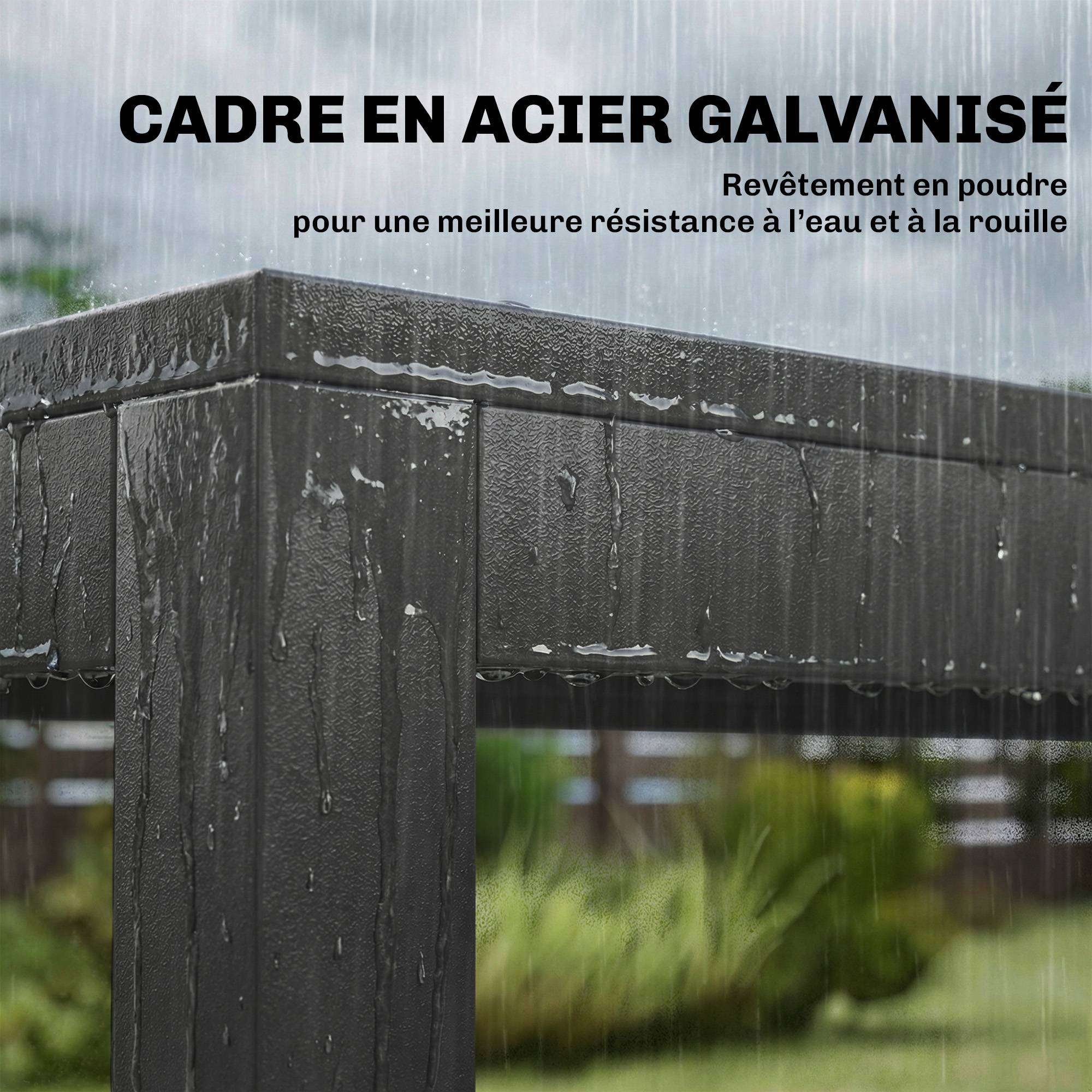 ComfortXL - Salon jardin 7 pièces acier terrasse plateau effet bois 140cm gris foncé - ComfortXL Outdoor Living - Image 10