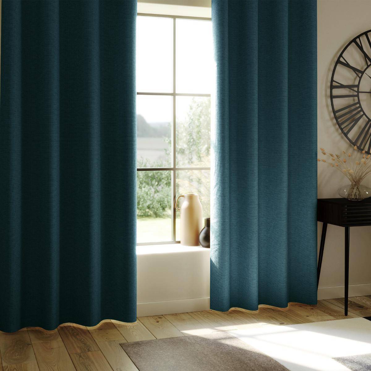 Atmosphera - Lot de 2 Rideaux à  œillets Occultant en tissu Bleu Canard 140 x 260 cm - Image 3