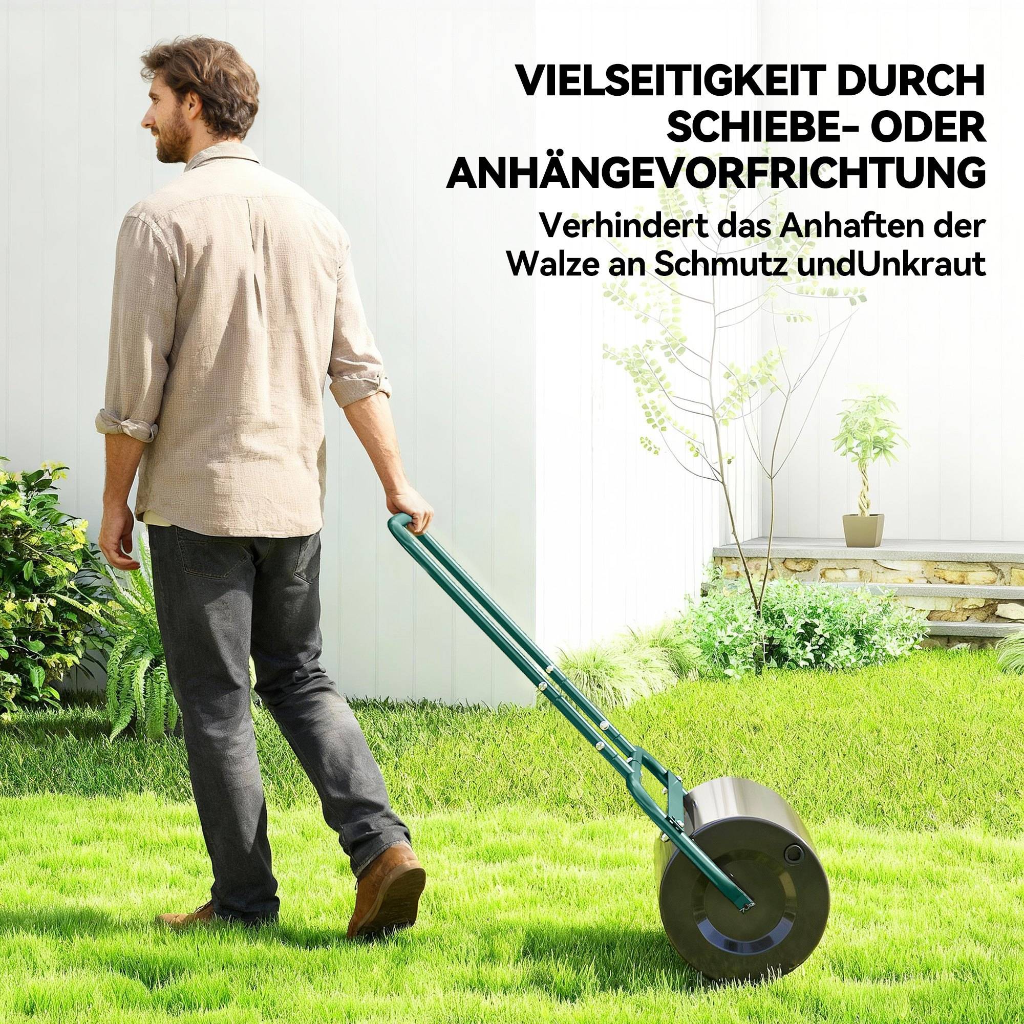 ComfortXL - Rouleau à gazon acier vert foncé 58 x 32,5 x 113 cm à remplir pour pelouse avec poignée en U pousser ou tirer - Image 6