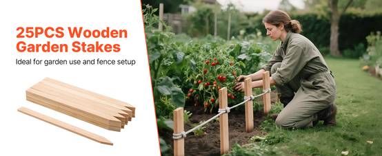 VEVOR Piquets de Clôture Jardin Bois Poteaux à Pointe 25 PCS 12,7x38,1x609,6 mm - Image 9