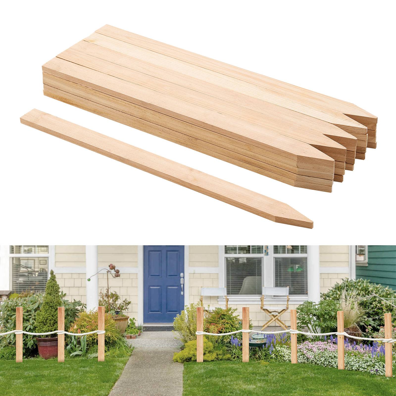 VEVOR Piquets de Clôture Jardin Bois Poteaux à Pointe 25 PCS 12,7x38,1x609,6 mm