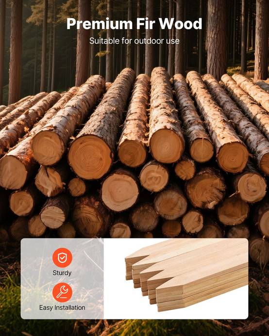 VEVOR Piquets de Clôture Jardin Bois Poteaux à Pointe 25 PCS 12,7x38,1x609,6 mm - Image 3