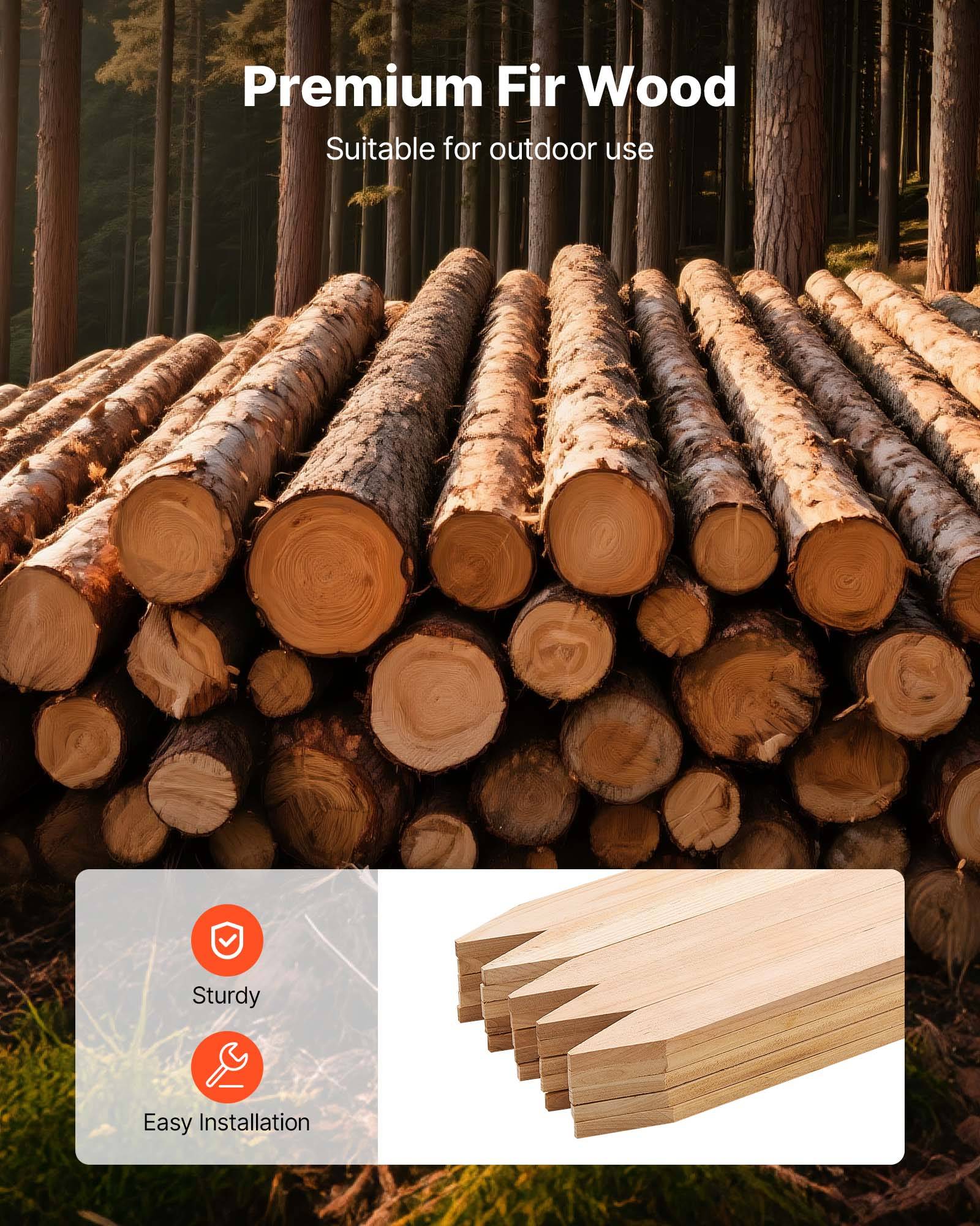 VEVOR Piquets de Clôture Jardin Bois Poteaux à Pointe 25 PCS 12,7x38,1x609,6 mm - Image 3