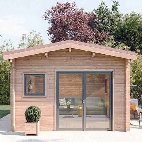 Studio de jardin OYONNAX 20m² - Bois Douglas épaisseur 55mm - Porte & fenêtres PVC - Toiture Bacacier avec voliges ss toiture - MON CHALET DE JARDIN - Image 1
