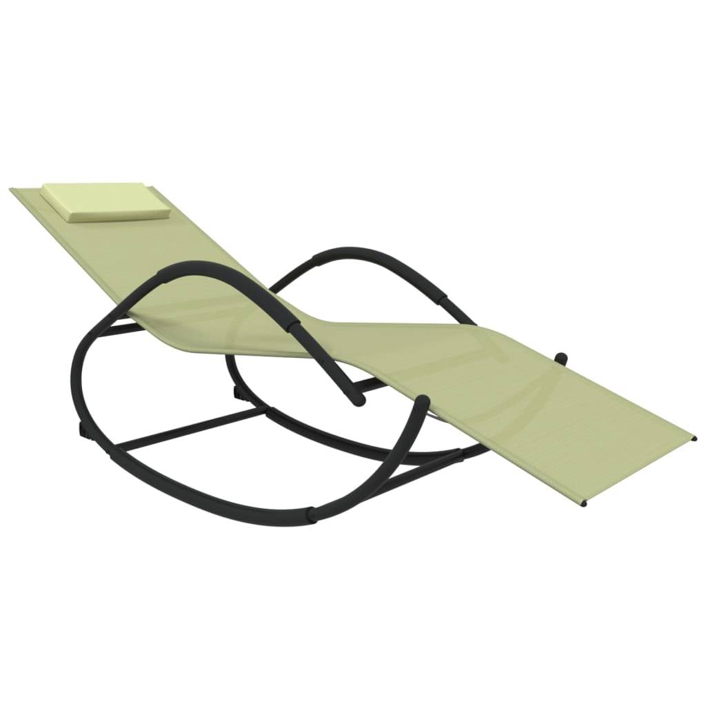 Helloshop26 - Transat chaise longue bain de soleil lit de jardin terrasse meuble d'extérieur à bascule crème acier et textilène - Image 1