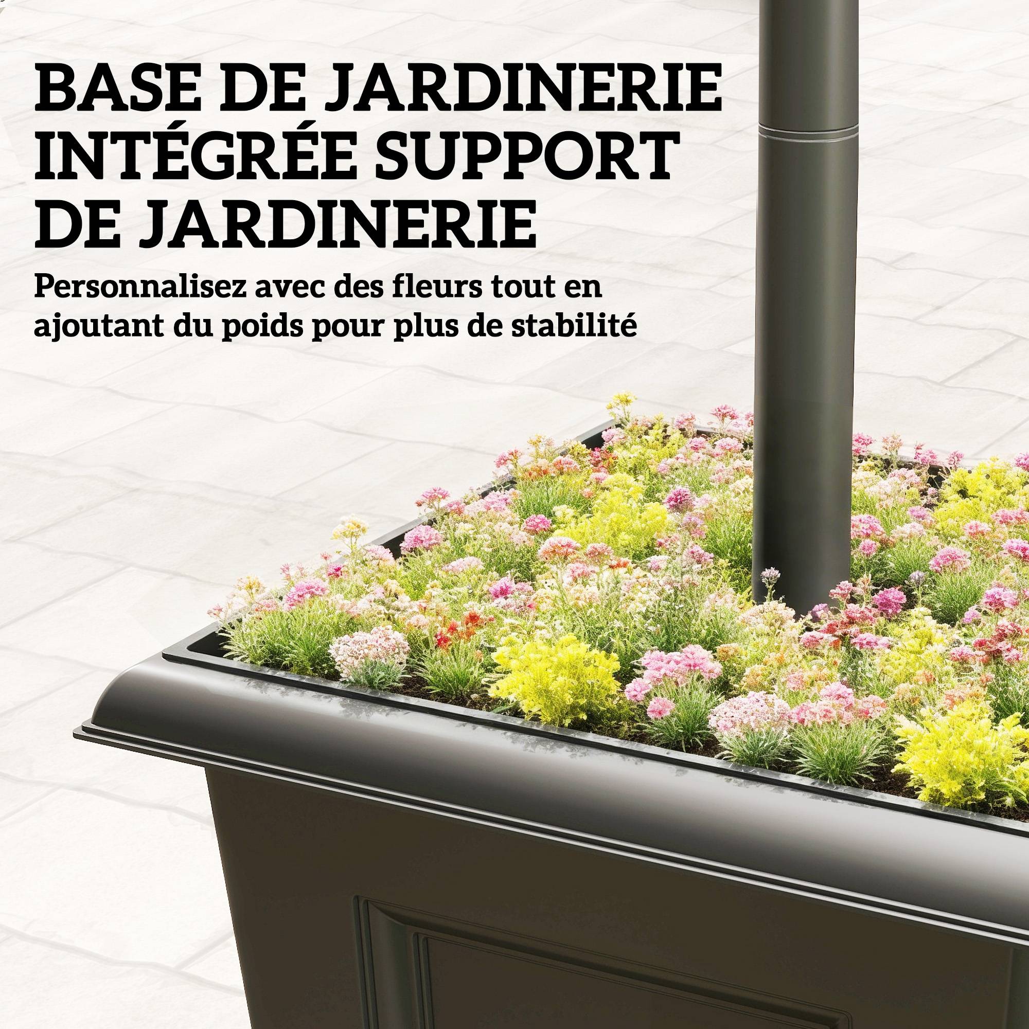 Lampadaire extérieur avec bac à fleurs acier inoxydable noir 52 x 52 x 185 cm - PANGIVO - Image 7