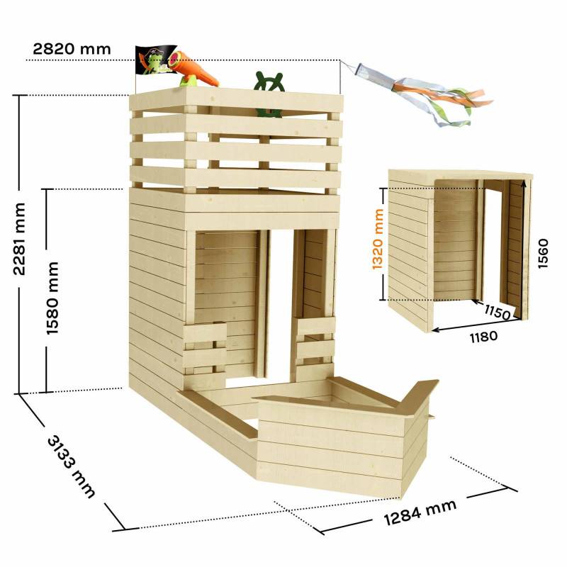 Soulet - Cabane bateau en bois extérieur avec bac à sable PIRATE - Image 9