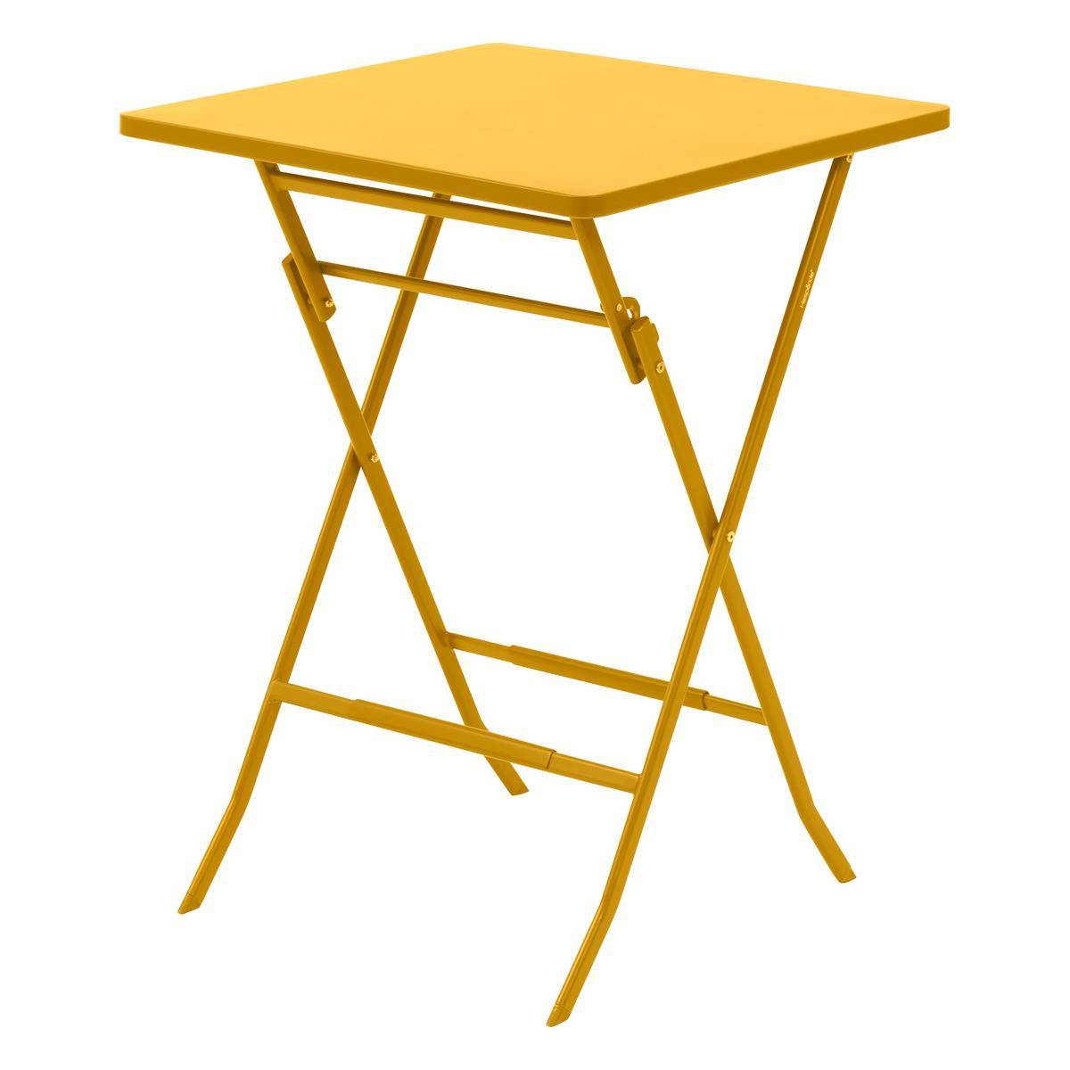 Hesperide - Table haute pliante de jardin "Greensboro" jaune moutarde 2 places en acier traité époxy Hespéride - Image 1