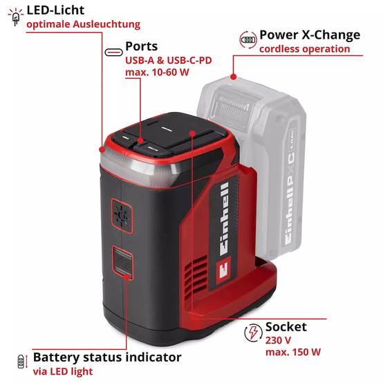 Einhell - Station d'énergie portable – TC-ES 18/150/1 Li-Solo – 18V – Power X-Change – Einhell Einhell - Image 2