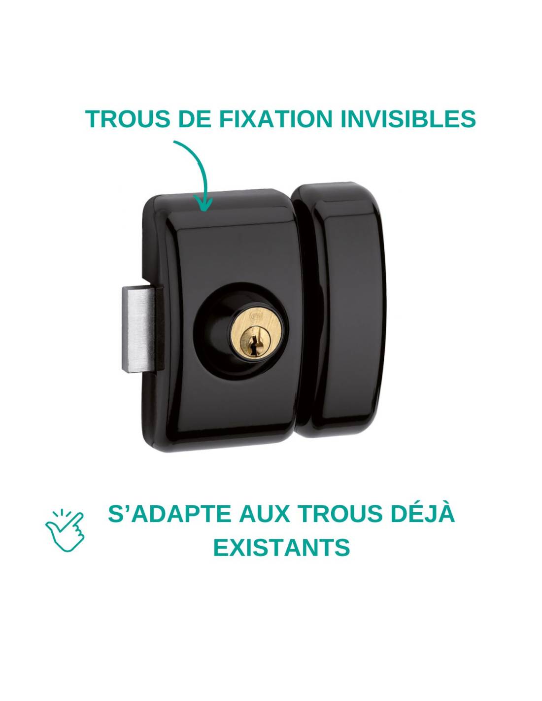 Verrou universel THIRARD double cylindre languette HG5 + 3 clés - Noir - 00080477 - Image 3