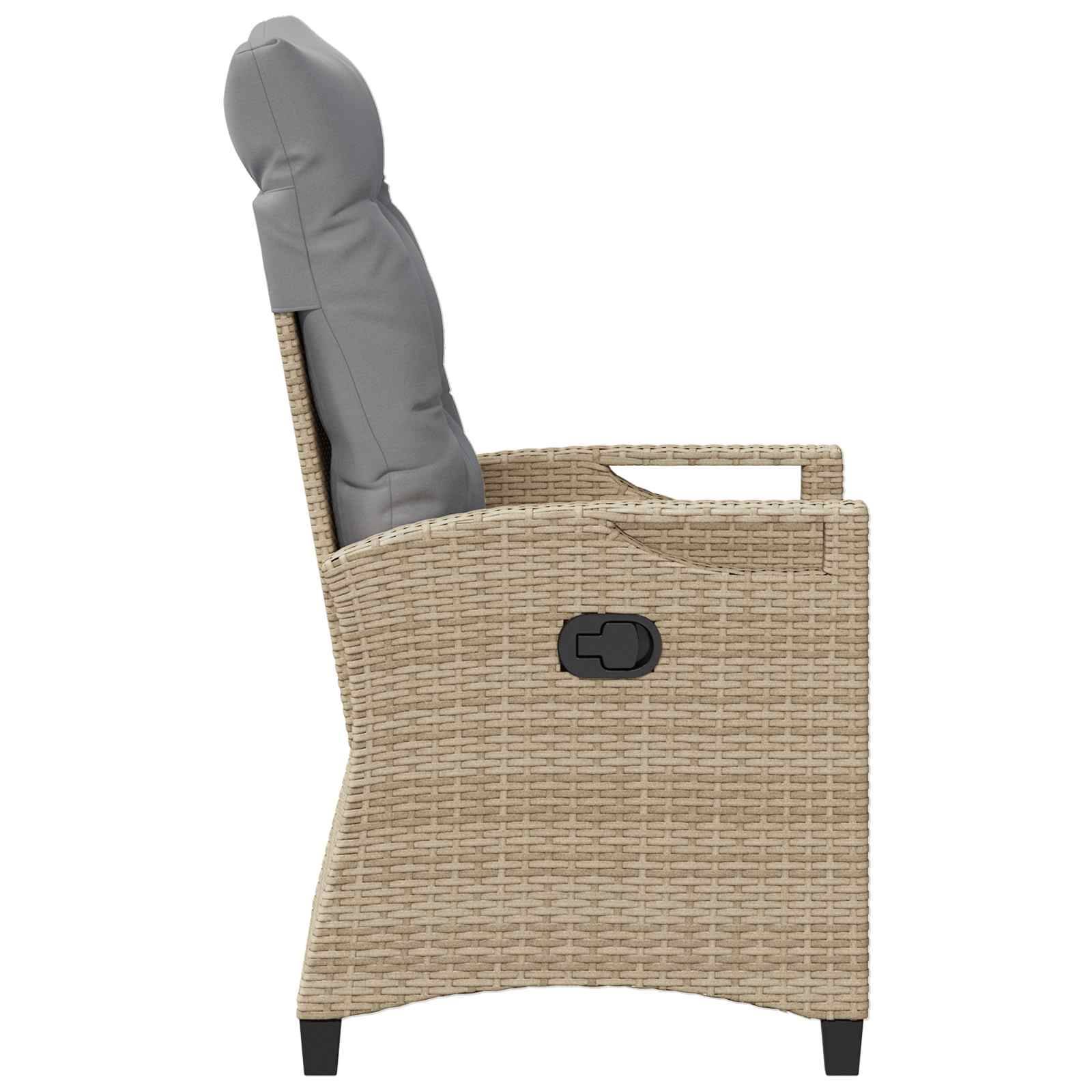 Chaise de jardin acier et polyester beige et gris clair 56 x 60 x 112 cm - PANGIVO - Image 6