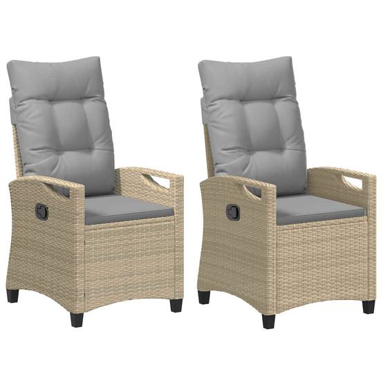 Chaise de jardin acier et polyester beige et gris clair 56 x 60 x 112 cm - PANGIVO - Image 2