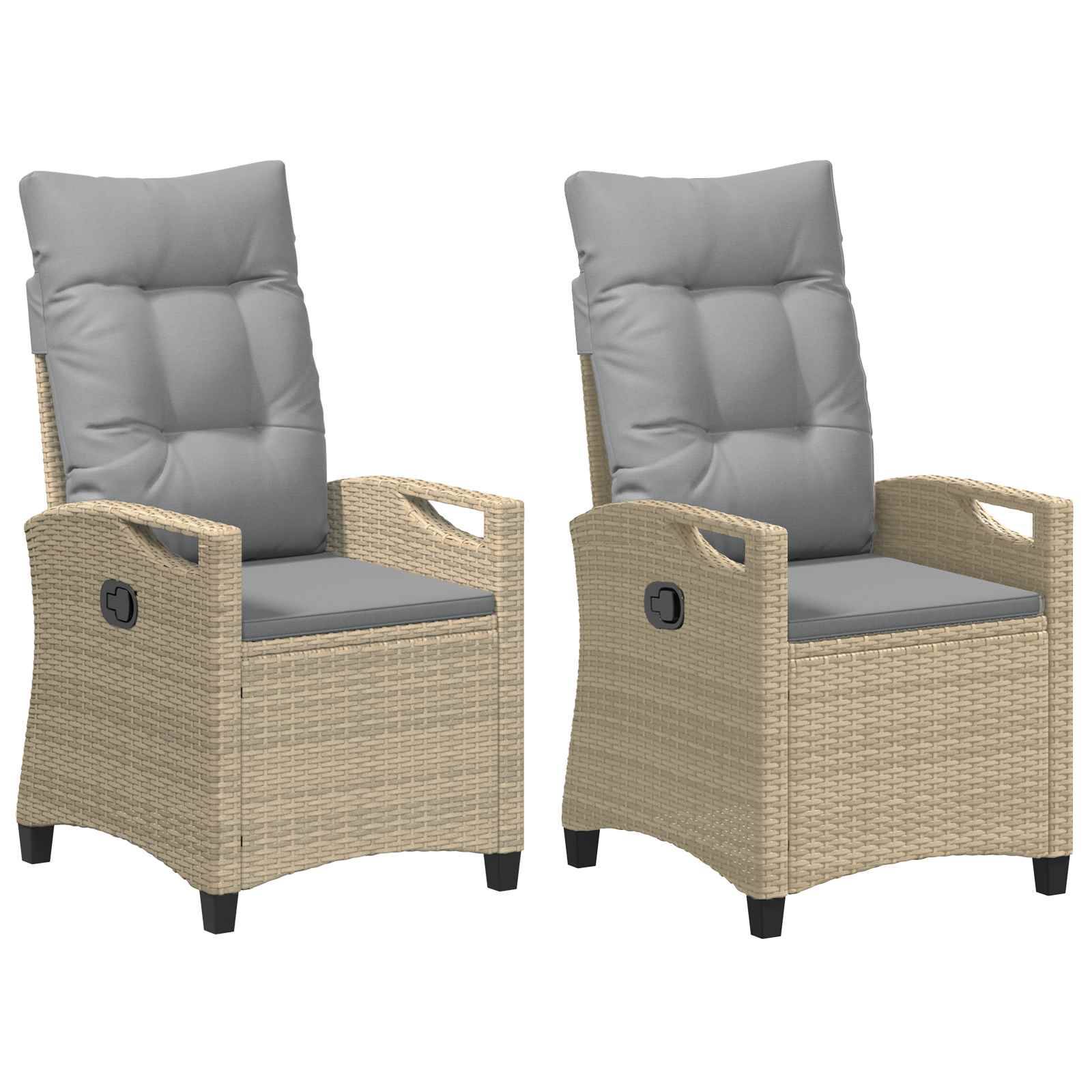 Chaise de jardin acier et polyester beige et gris clair 56 x 60 x 112 cm - PANGIVO - Image 2