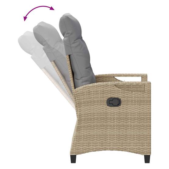 Chaise de jardin acier et polyester beige et gris clair 56 x 60 x 112 cm - PANGIVO - Image 9
