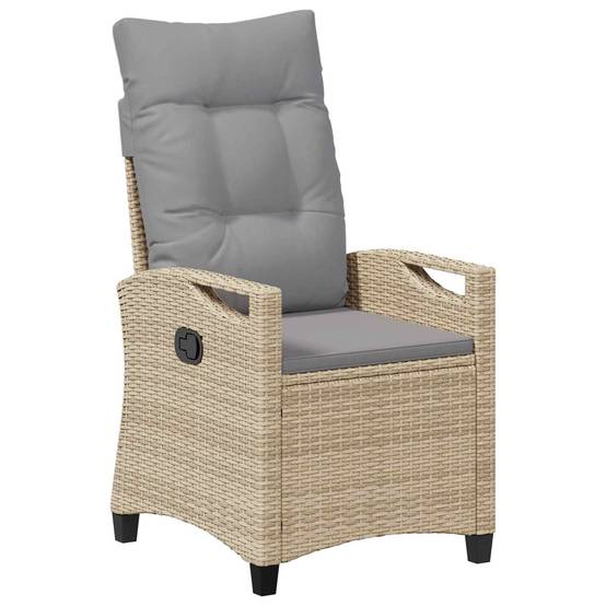Chaise de jardin acier et polyester beige et gris clair 56 x 60 x 112 cm - PANGIVO - Image 4