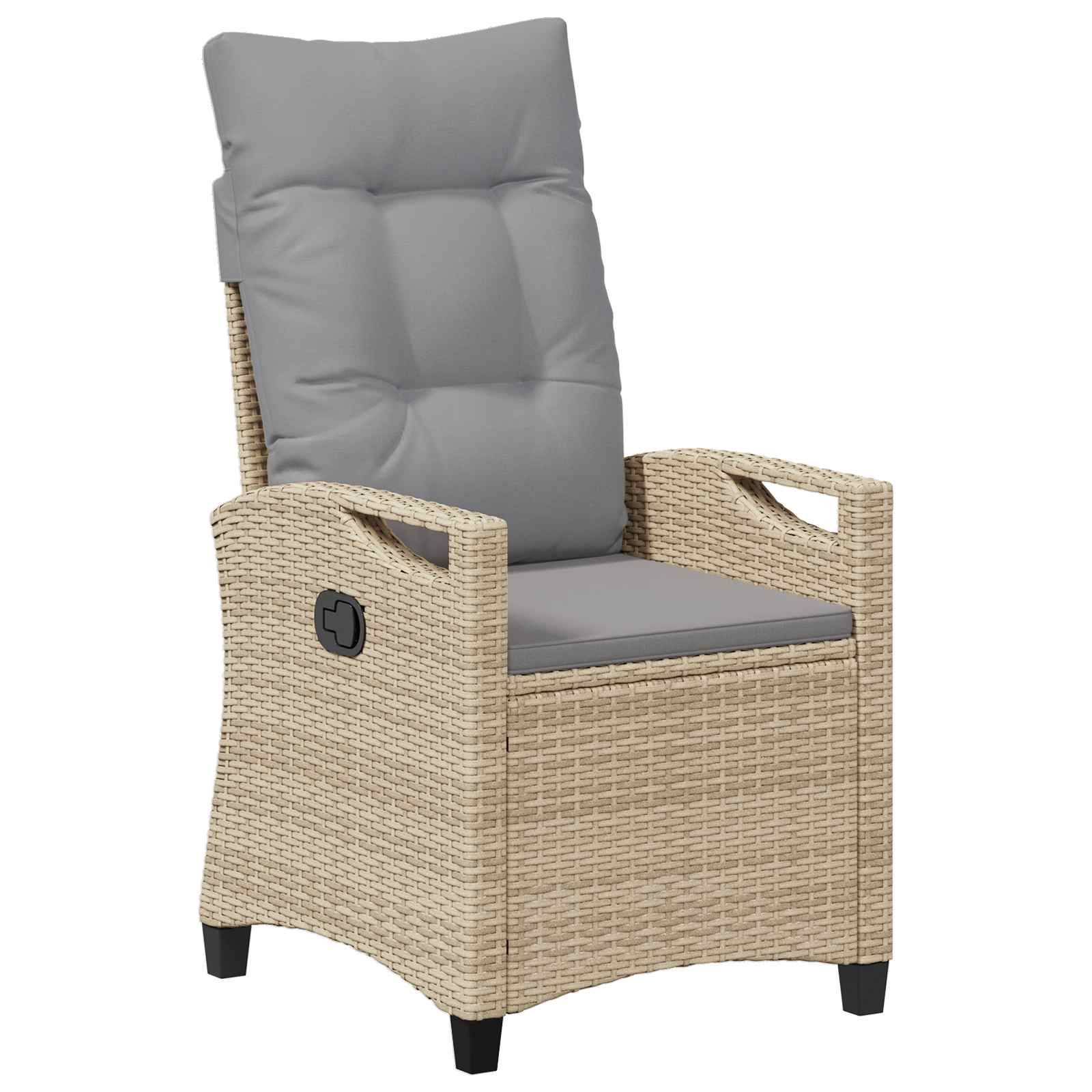 Chaise de jardin acier et polyester beige et gris clair 56 x 60 x 112 cm - PANGIVO - Image 4