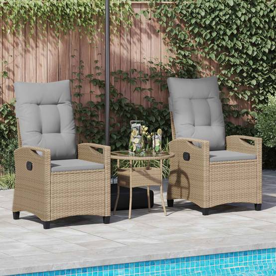 Chaise de jardin acier et polyester beige et gris clair 56 x 60 x 112 cm - PANGIVO - Image 3