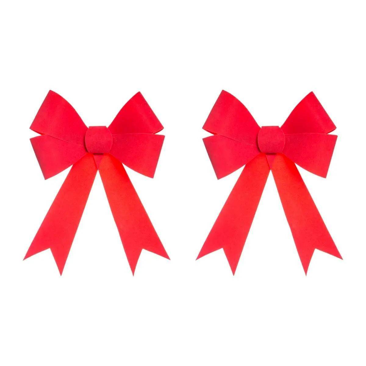 Lot de 2 Nœuds Déco "Soir de Noël" 17cm Rouge