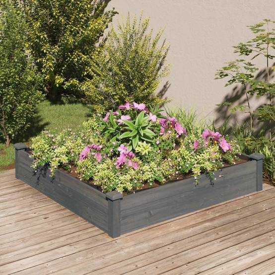 ComfortXL - Grand carré potager bois massif avec doublure jardin gris 120x120cm – ComfortXL Outdoor Living - Image 1