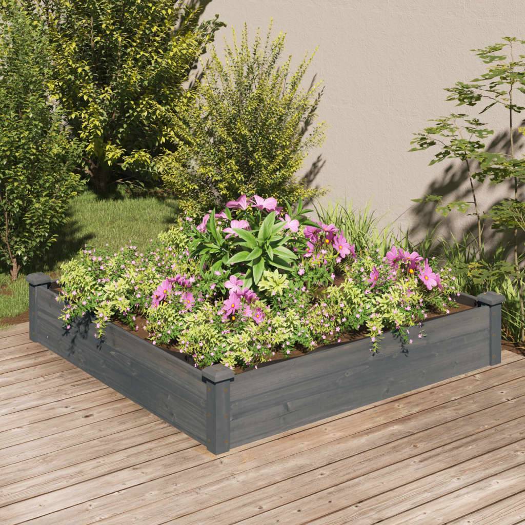 ComfortXL - Grand carré potager bois massif avec doublure jardin gris 120x120cm – ComfortXL Outdoor Living - Image 1