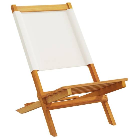 Lot de 2 Chaises de jardin - Chaises d'extérieur - Fauteuils de jardin blanc crème bois acacia massif tissu - Image 3