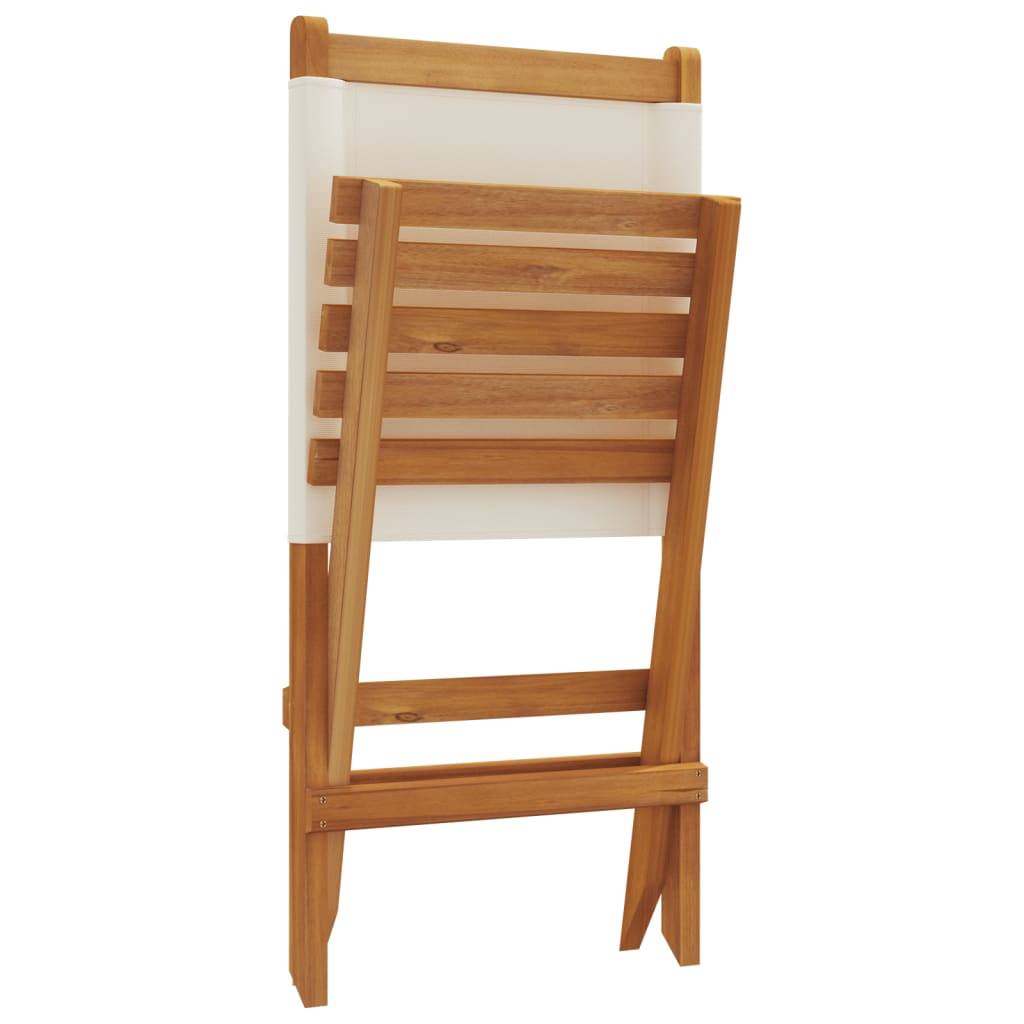 Lot de 2 Chaises de jardin - Chaises d'extérieur - Fauteuils de jardin blanc crème bois acacia massif tissu - Image 8
