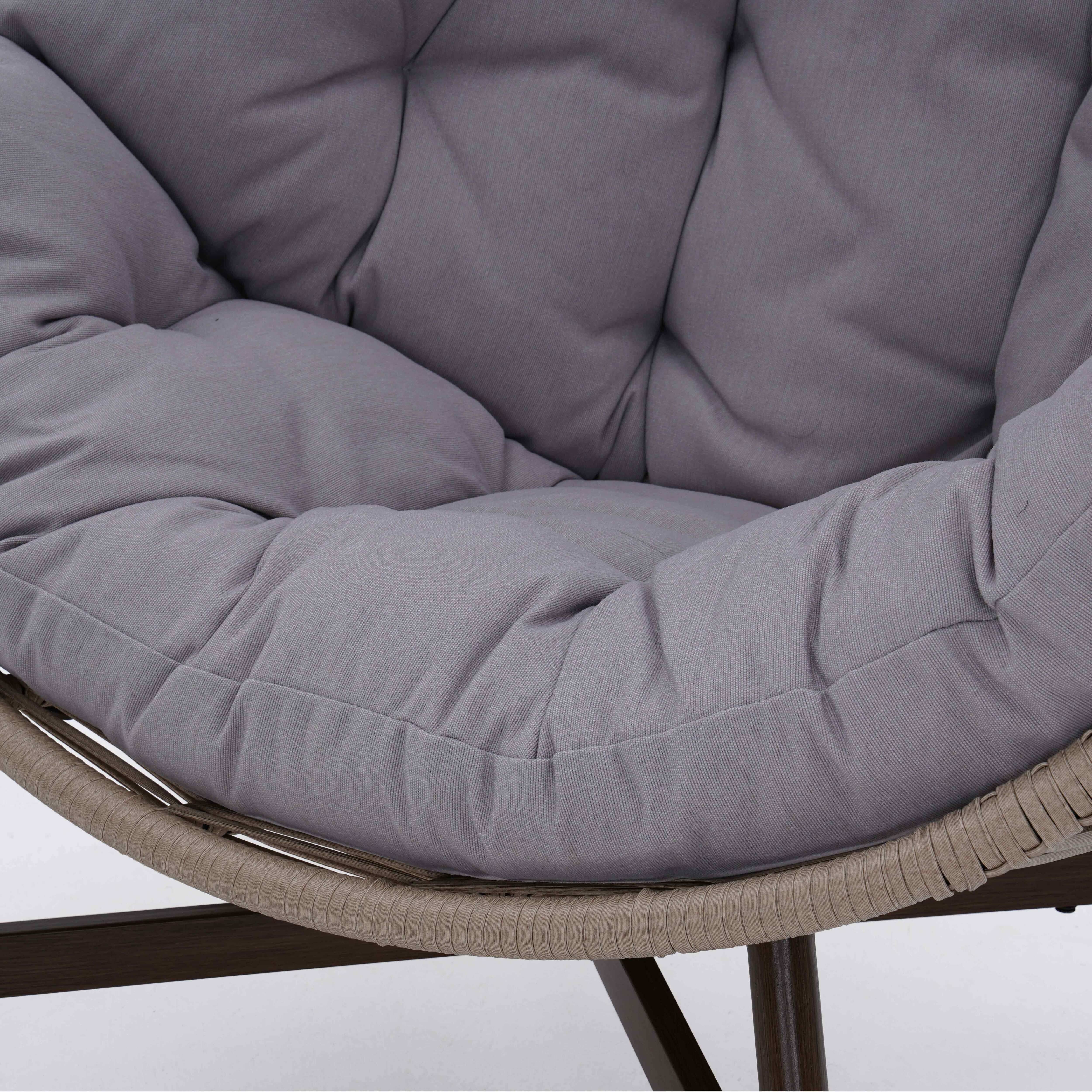 Oviala - Fauteuil de jardin oeuf sur pied en rotin synthétique 142 cm beige Bamako - Oviala - Image 6