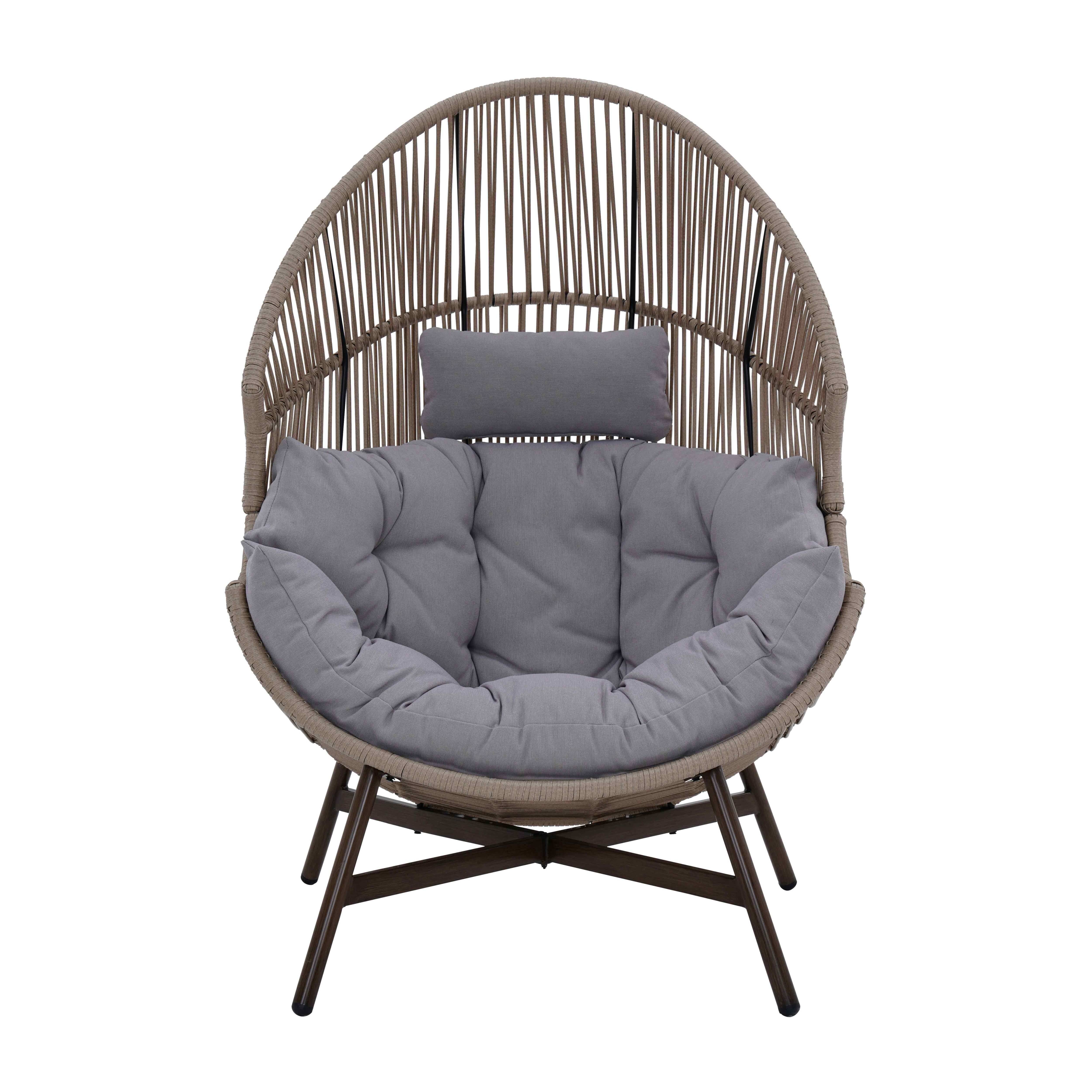 Oviala - Fauteuil de jardin oeuf sur pied en rotin synthétique 142 cm beige Bamako - Oviala - Image 3