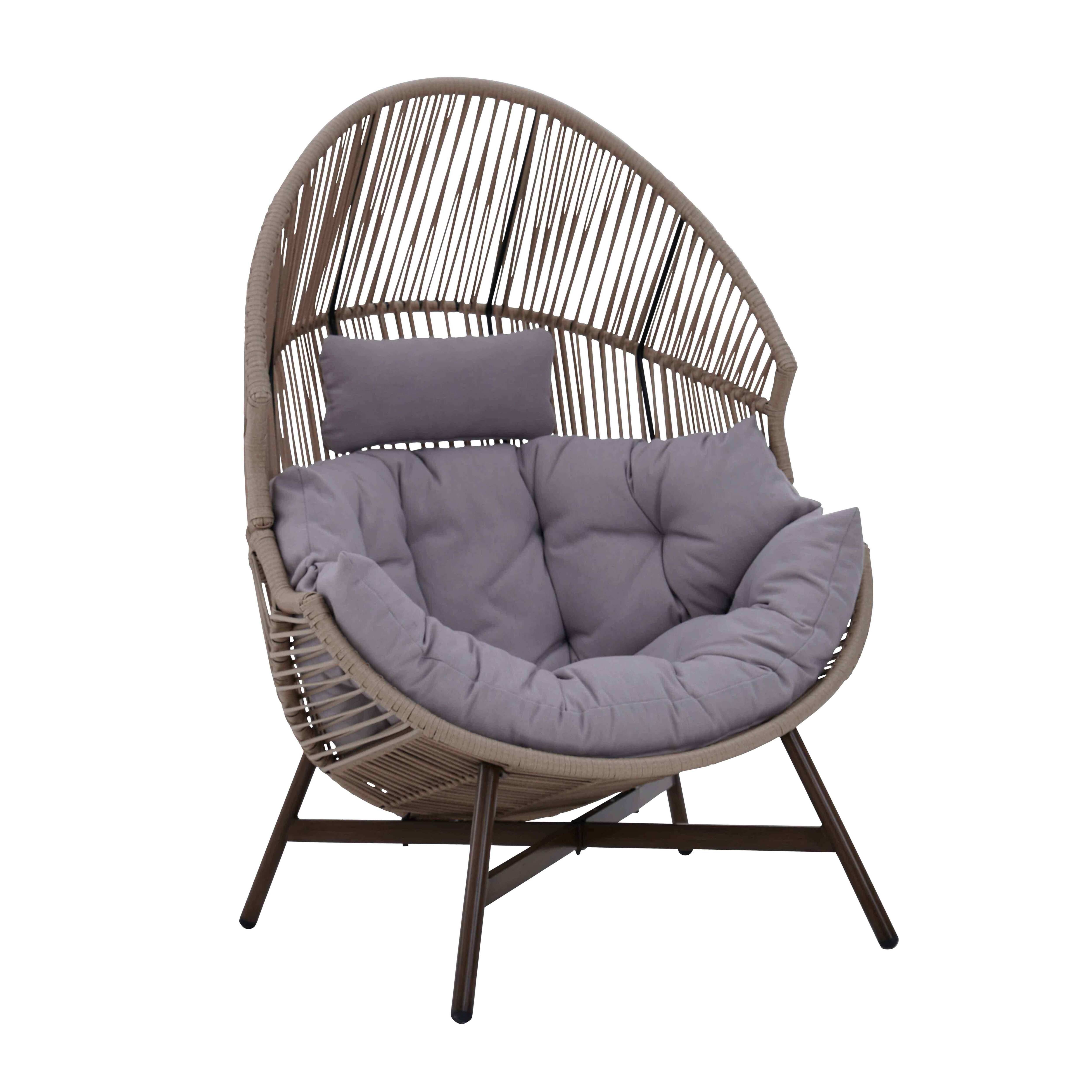 Oviala - Fauteuil de jardin oeuf sur pied en rotin synthétique 142 cm beige Bamako - Oviala - Image 1