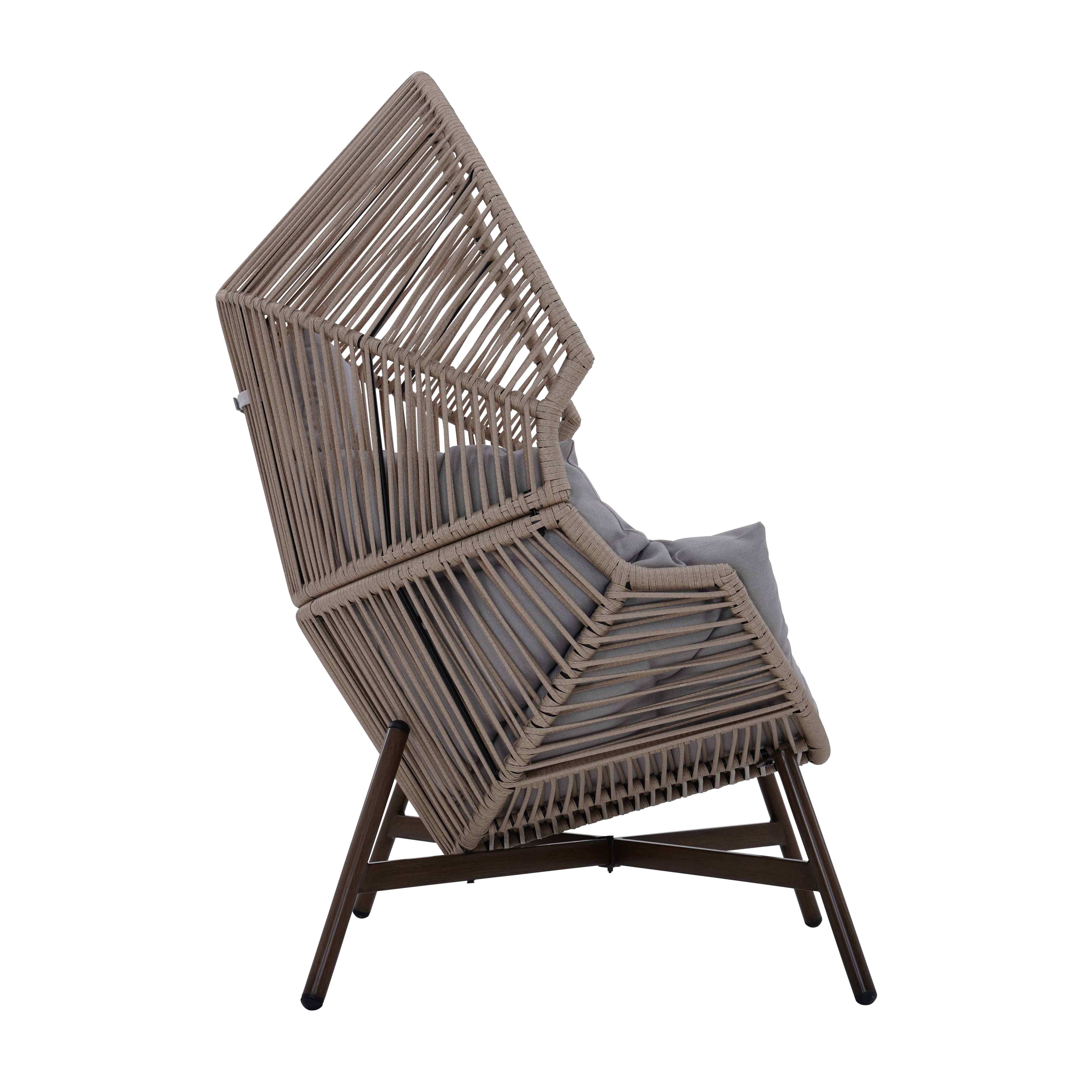 Oviala - Fauteuil de jardin oeuf sur pied en rotin synthétique 142 cm beige Bamako - Oviala - Image 4