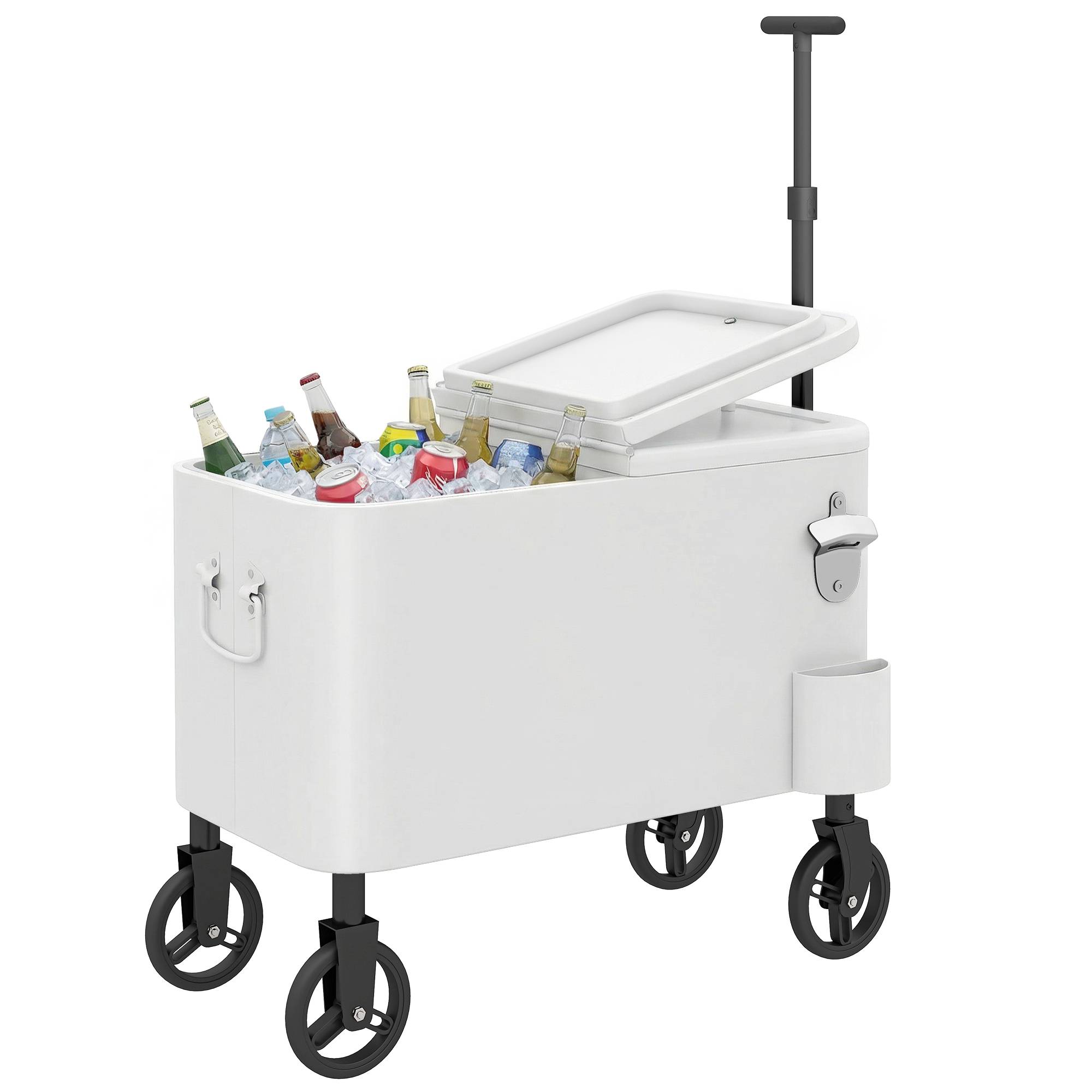 ComfortXL - Glacière roulante isotherme blanche 56 L 75 x 35 x 120 cm barbecue fêtes drainage - ComfortXL Outdoor Living - Image 1