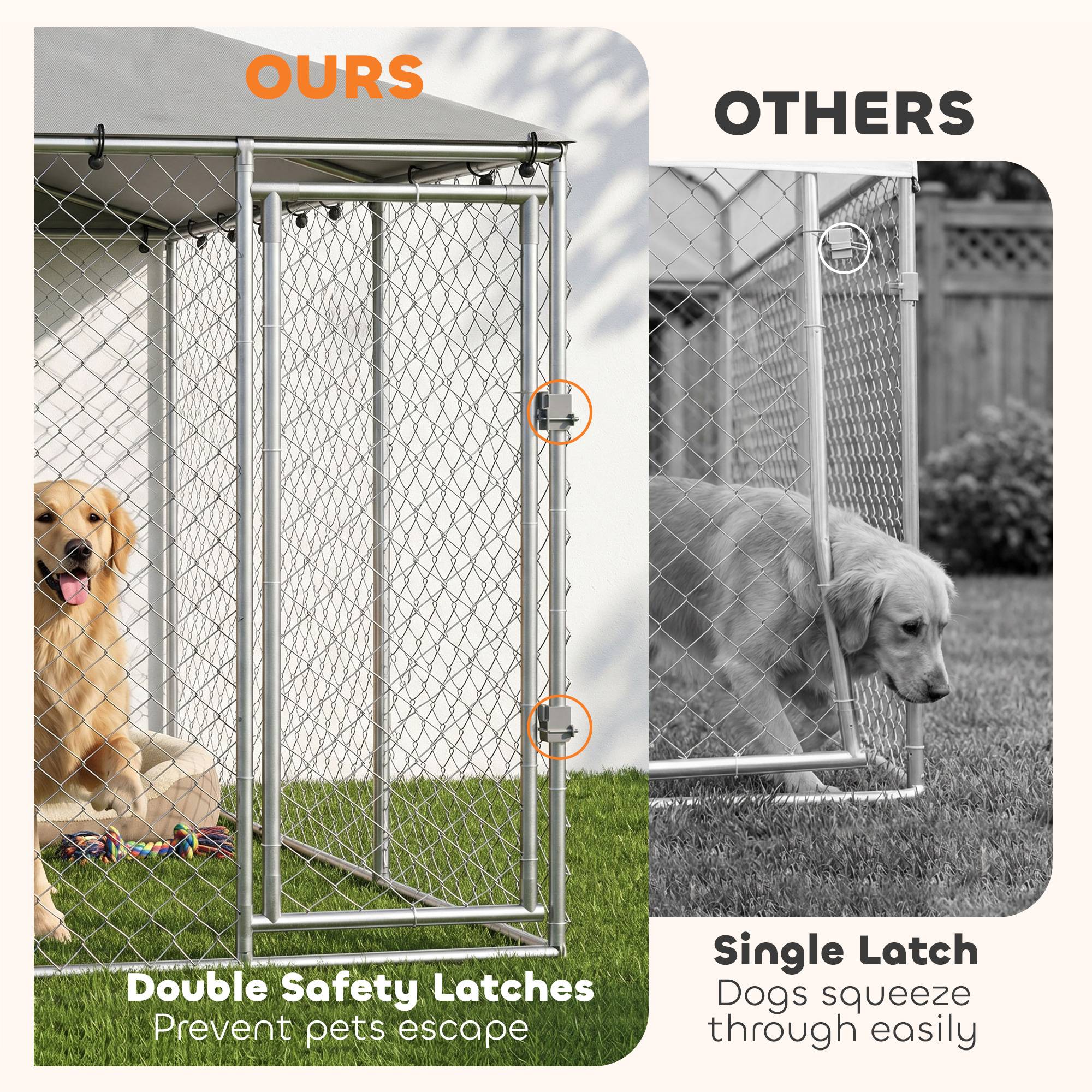Parc extérieur pour chien avec grillage galvanisé et système de verrouillage, acier et tissu Oxford, 4 x 2,3 x 2 m, argent - Image 9