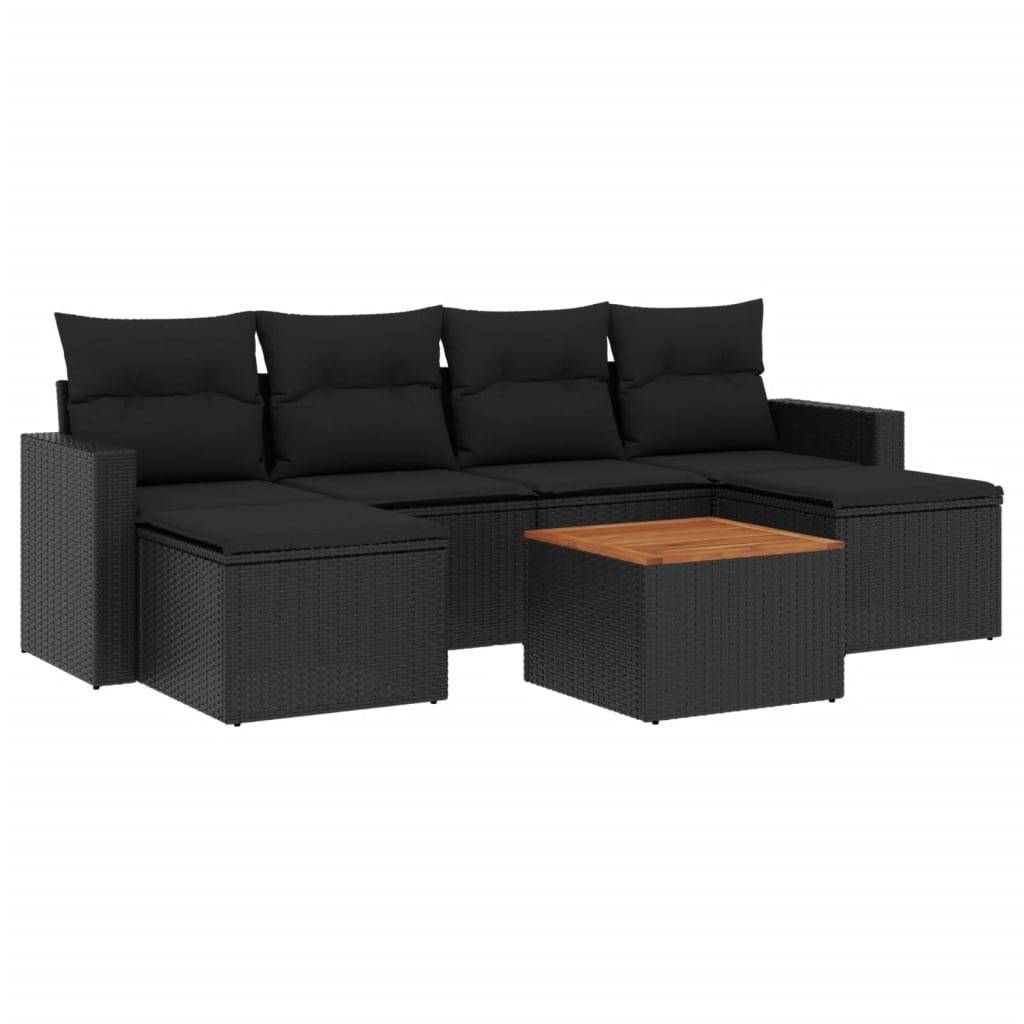 ComfortXL - Salon de Jardin Bas 6 Places Résine Tressée Table en Bois d'Acacia pour Terrasse Noir – ComfortXL Outdoor Living - Image 2