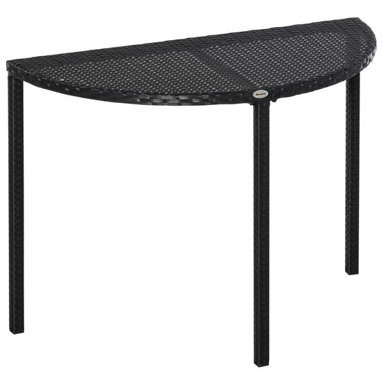 ComfortXL - Table demi-lune Résine tressée Balcon Jardin Gain de place 100x50cm Noir - ComfortXL Outdoor Living - Image 1