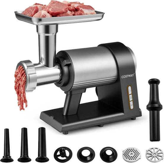 Hachoir à Viande Électrique Professionnel 3000W - 11PCS avec 2 Lames 4 Inox Disques 3 Kit de Saucisse 1 Kubbe 1 Brosse - Argent - Electroménager Hachoir à Viande Électrique Professionnel 3000W - 11PCS avec 2 Lames 4 Inox Disques 3 Kit de Saucisse 1 Kubbe 1 Brosse - Argent - Electroménager