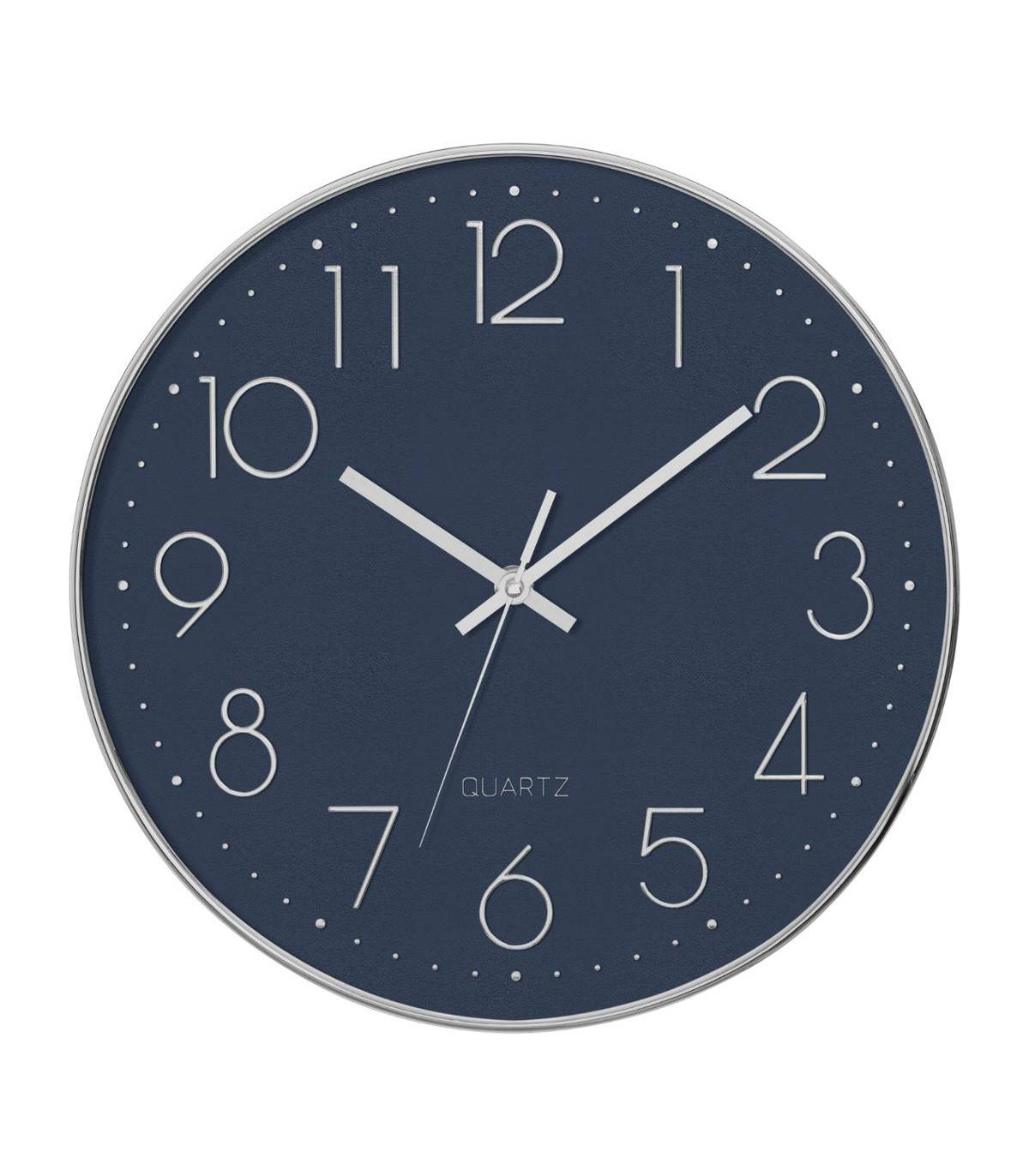 Pendule murale silencieuse contour Argent D 30 cm - Image 1