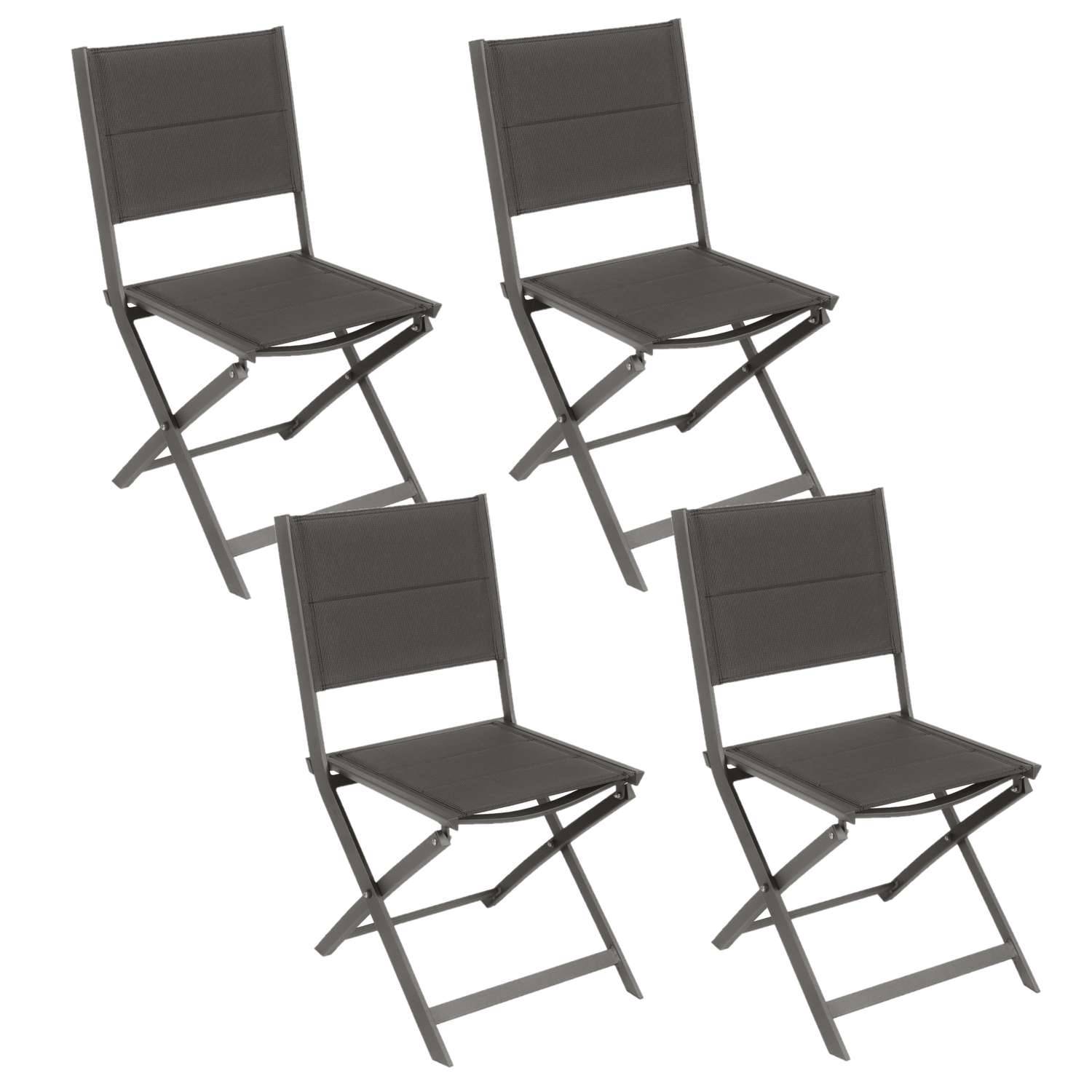 Sans Marque - 4 Chaises de jardin pliables Allure - Marron foncé - Toilinux