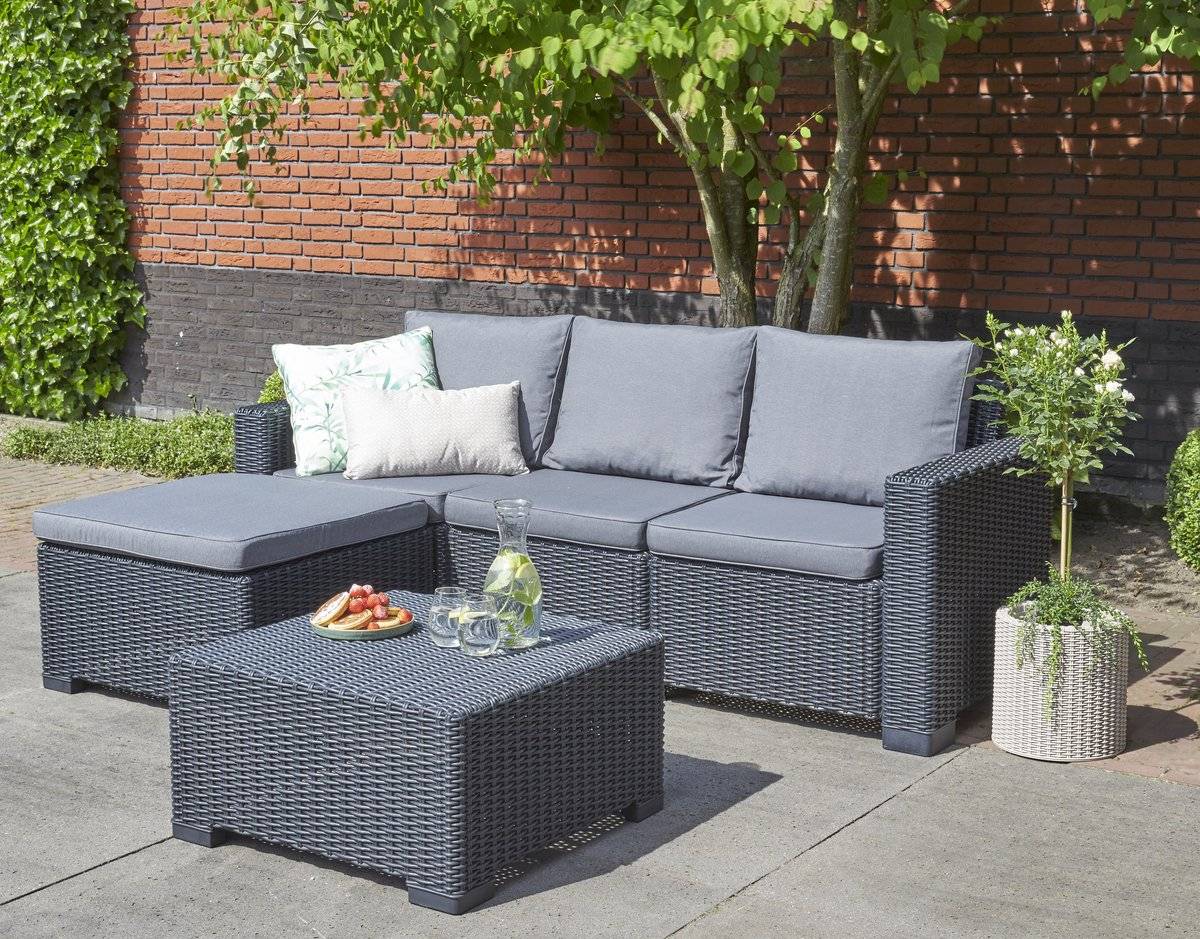 Keter - Salon de jardin California Canapé 3 places + Pouf + Table basse - Anthracite - KETER - Image 5