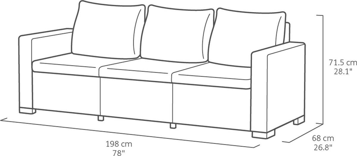 Keter - Salon de jardin California Canapé 3 places + Pouf + Table basse - Anthracite - KETER - Image 6