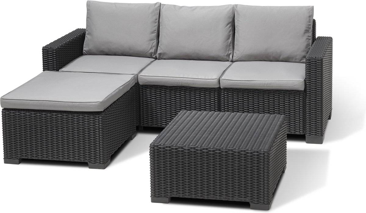 Keter - Salon de jardin California Canapé 3 places + Pouf + Table basse - Anthracite - KETER - Image 1